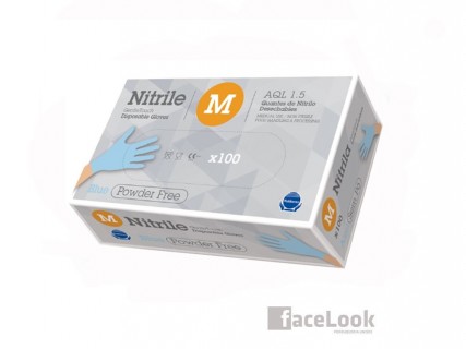 GUANTES DE NITRILO RUBBEREX SIN POLVO TALLA M AZUL CLARO 100 UNIDADES