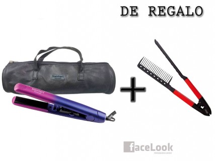 PLANCHA DE PELO STEINHART ION LED LILA CON PEINE PLANCHA DE REGALO